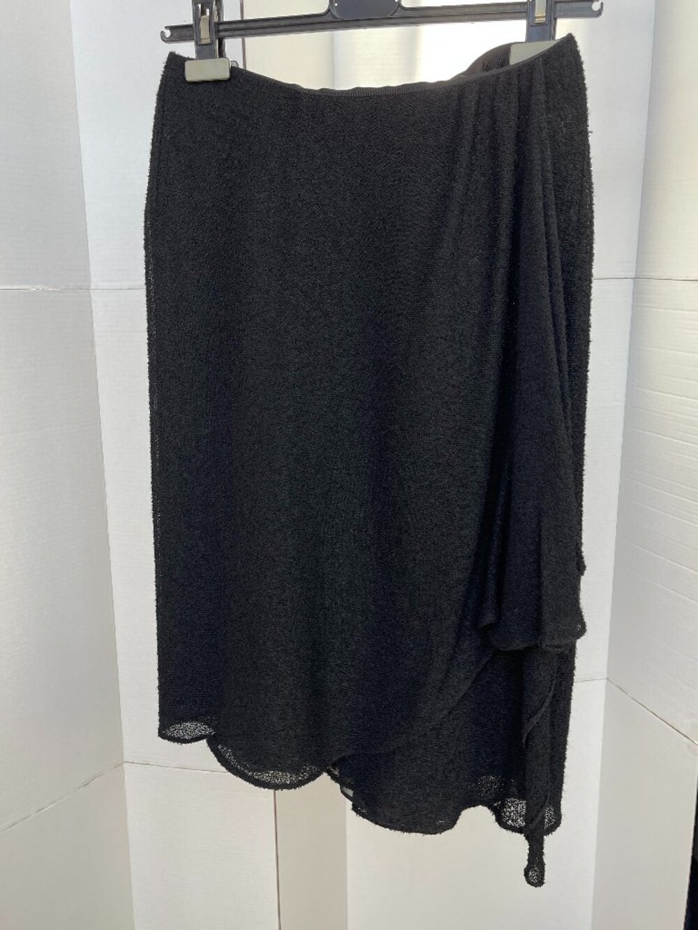 Vintage 90's Giorgio Armani Black Label Black Textured Drape Skirt sz 40